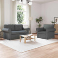 Sofa Set 2 pcs Dunkelgrau 155 x 82 x 80 cm Stoff