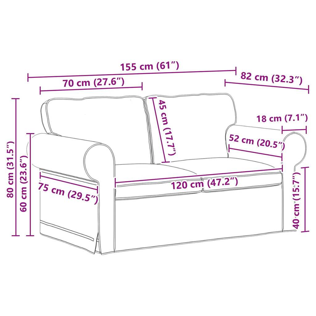 Sofa Set 2 pcs Schwarz 155 x 82 x 80 cm Stoff