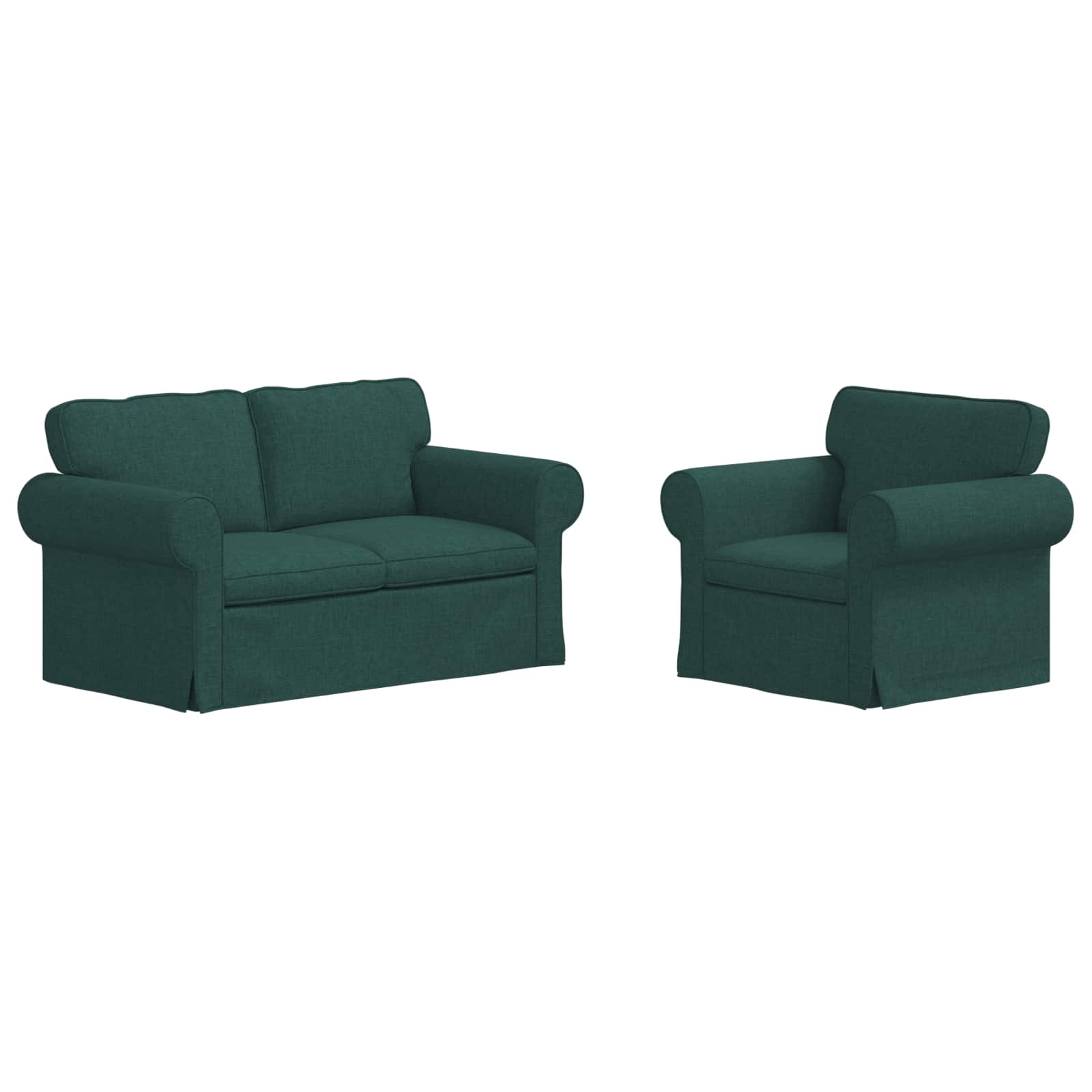 Sofa Set 2 pcs Dunkelgrün 155 x 82 x 80 cm Stoff
