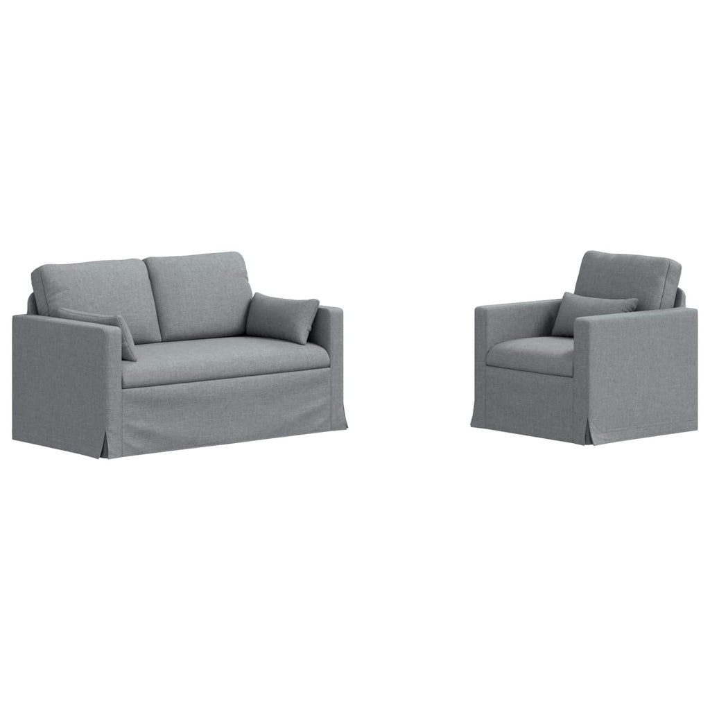Sofa Set 2 pcs Hellgrau 139 x 78 x 80 cm Stoff