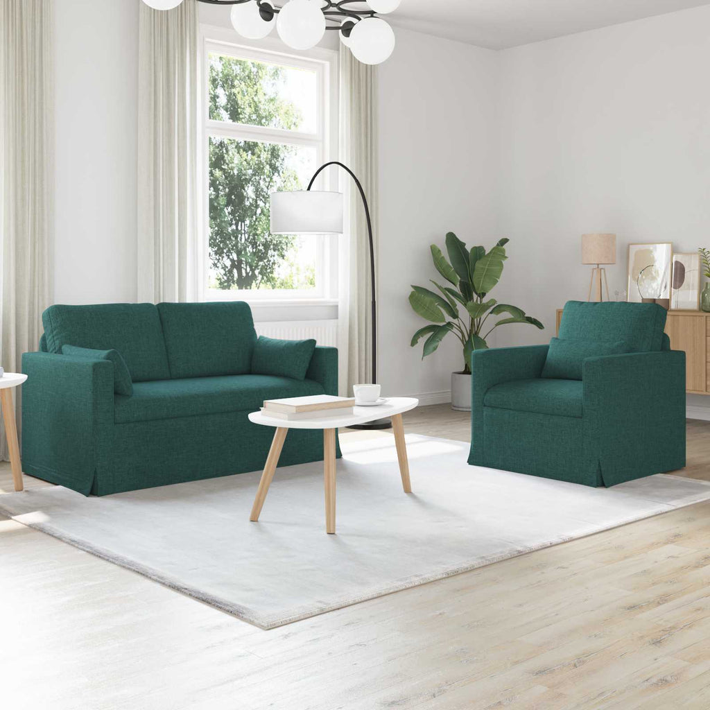 Sofa Set 2 pcs Dunkelgrün 139 x 78 x 80 cm Stoff