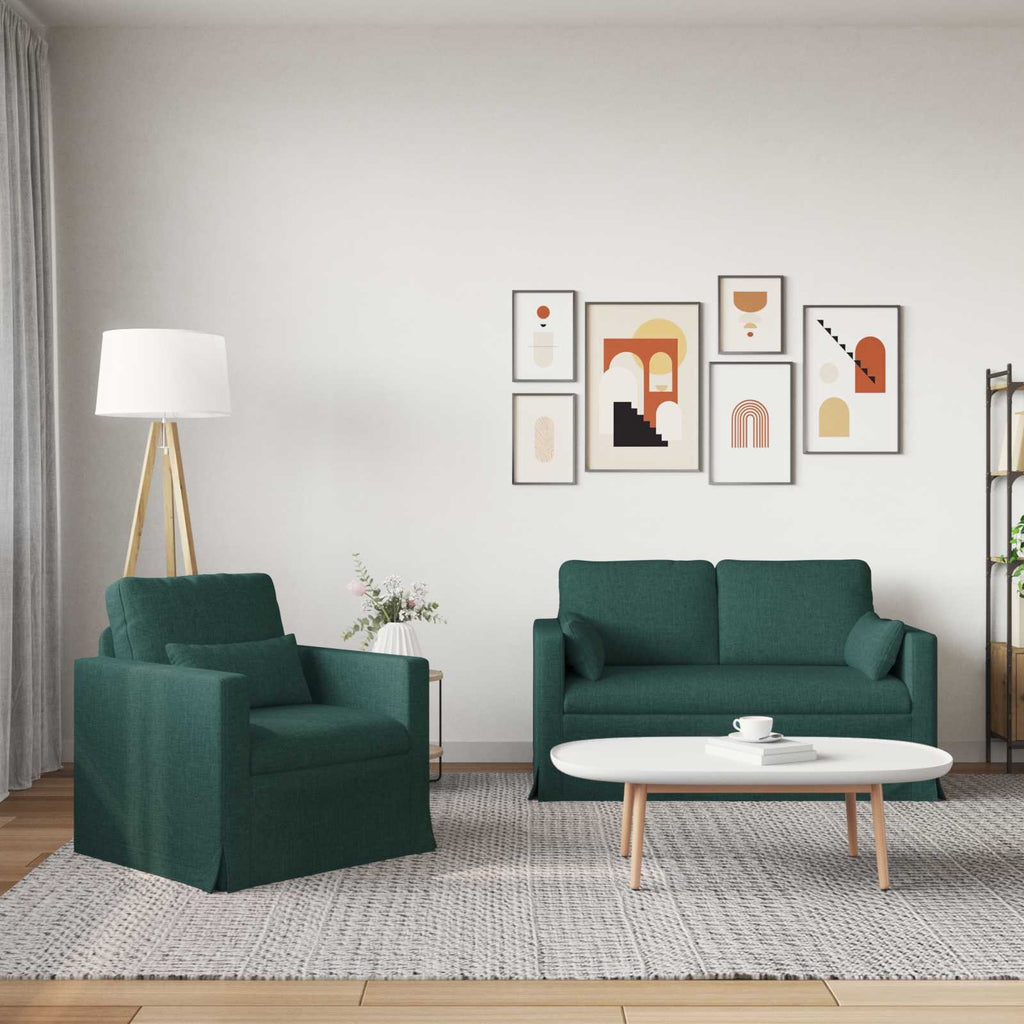 Sofa Set 2 pcs Dunkelgrün 139 x 78 x 80 cm Stoff