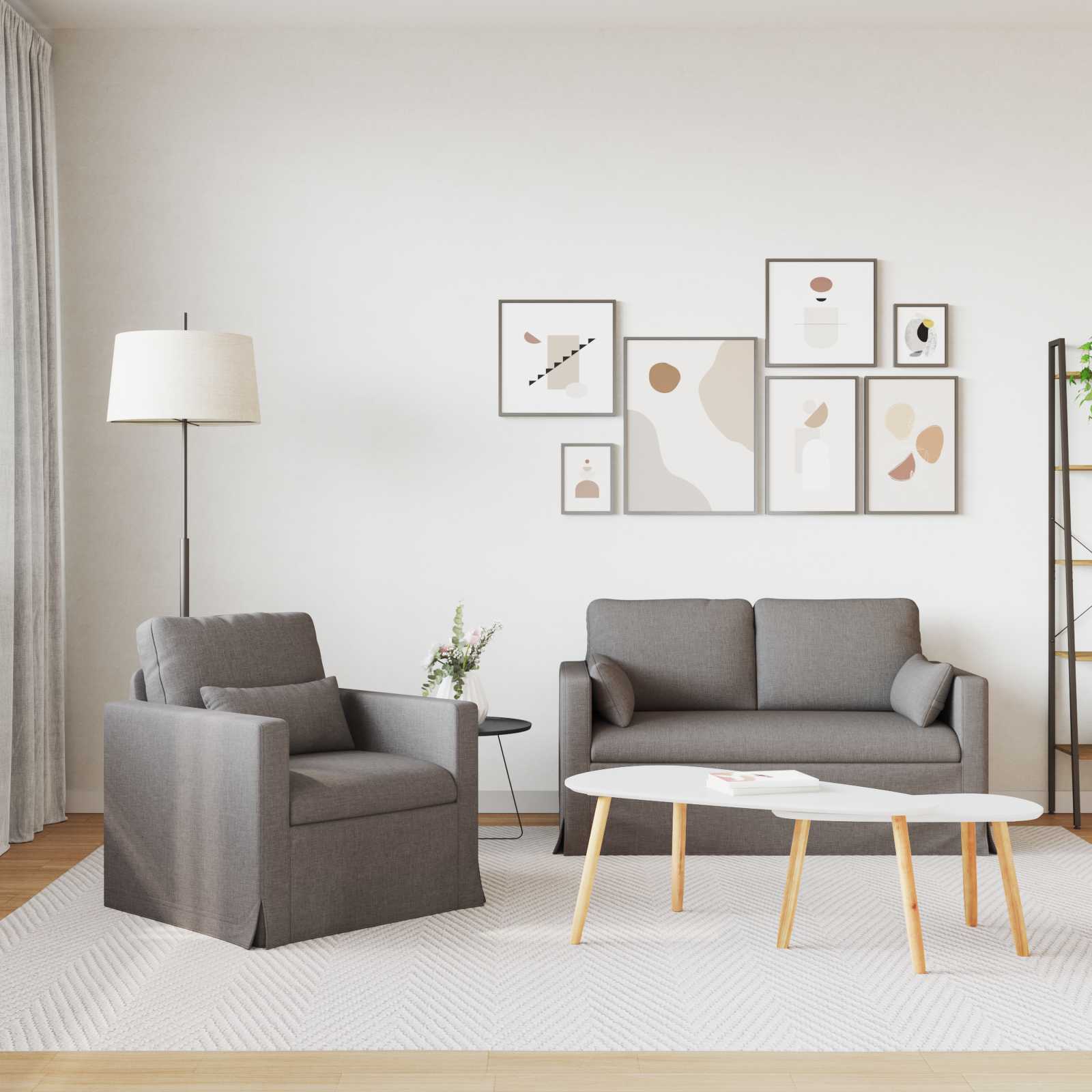 Sofa Set 2 pcs Taupe 139 x 78 x 80 cm Stoff