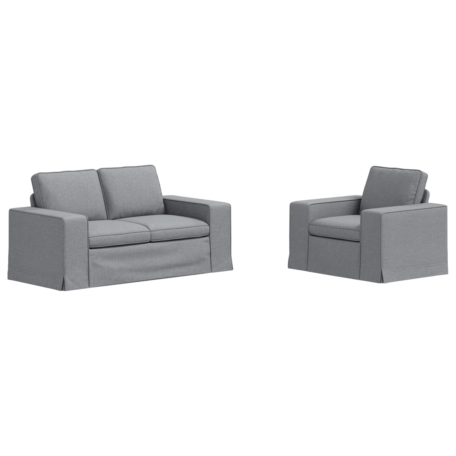 Sofa Set 2 pcs Hellgrau 162 x 80 x 82 cm Stoff