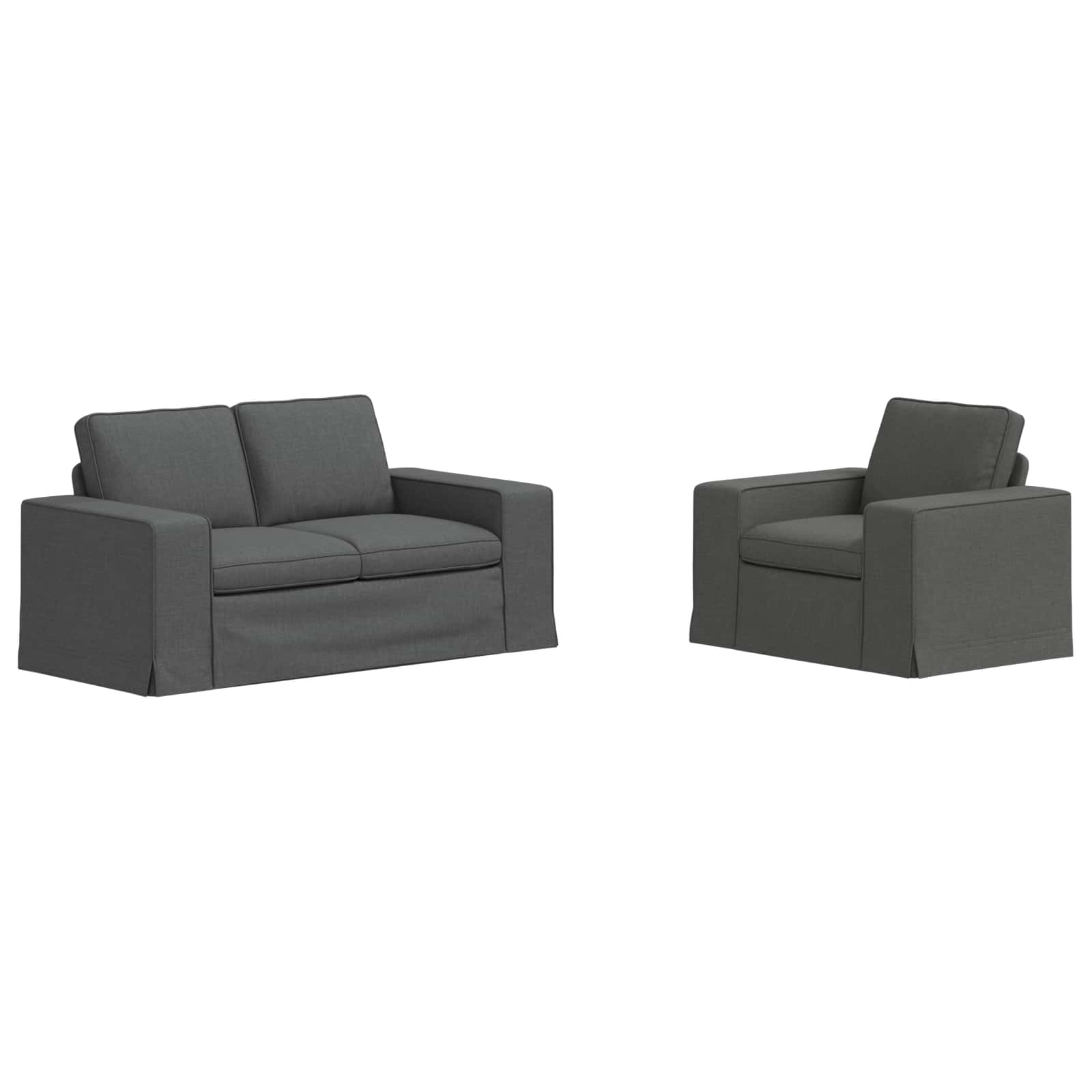 Sofa Set 2 pcs Dunkelgrau 162 x 80 x 82 cm Stoff
