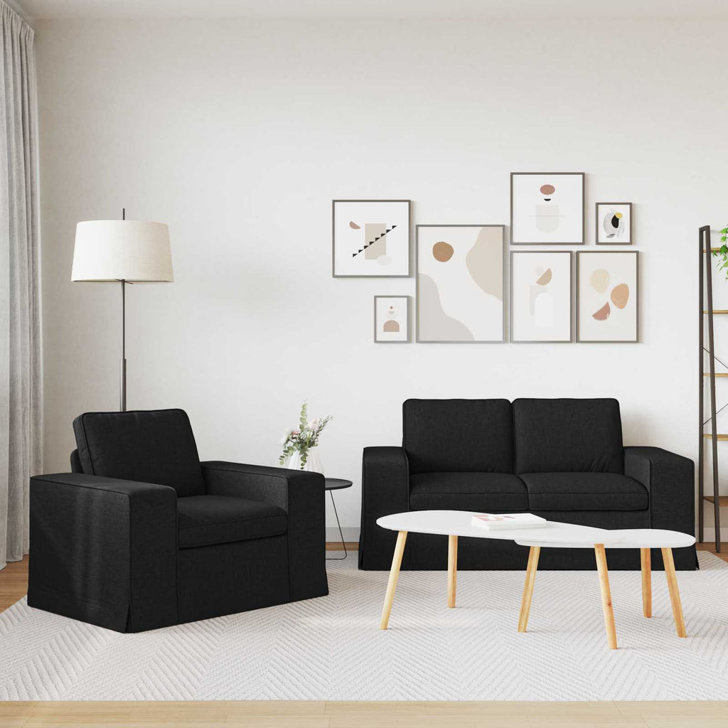 Sofa Set 2 pcs Schwarz 162 x 80 x 82 cm Stoff