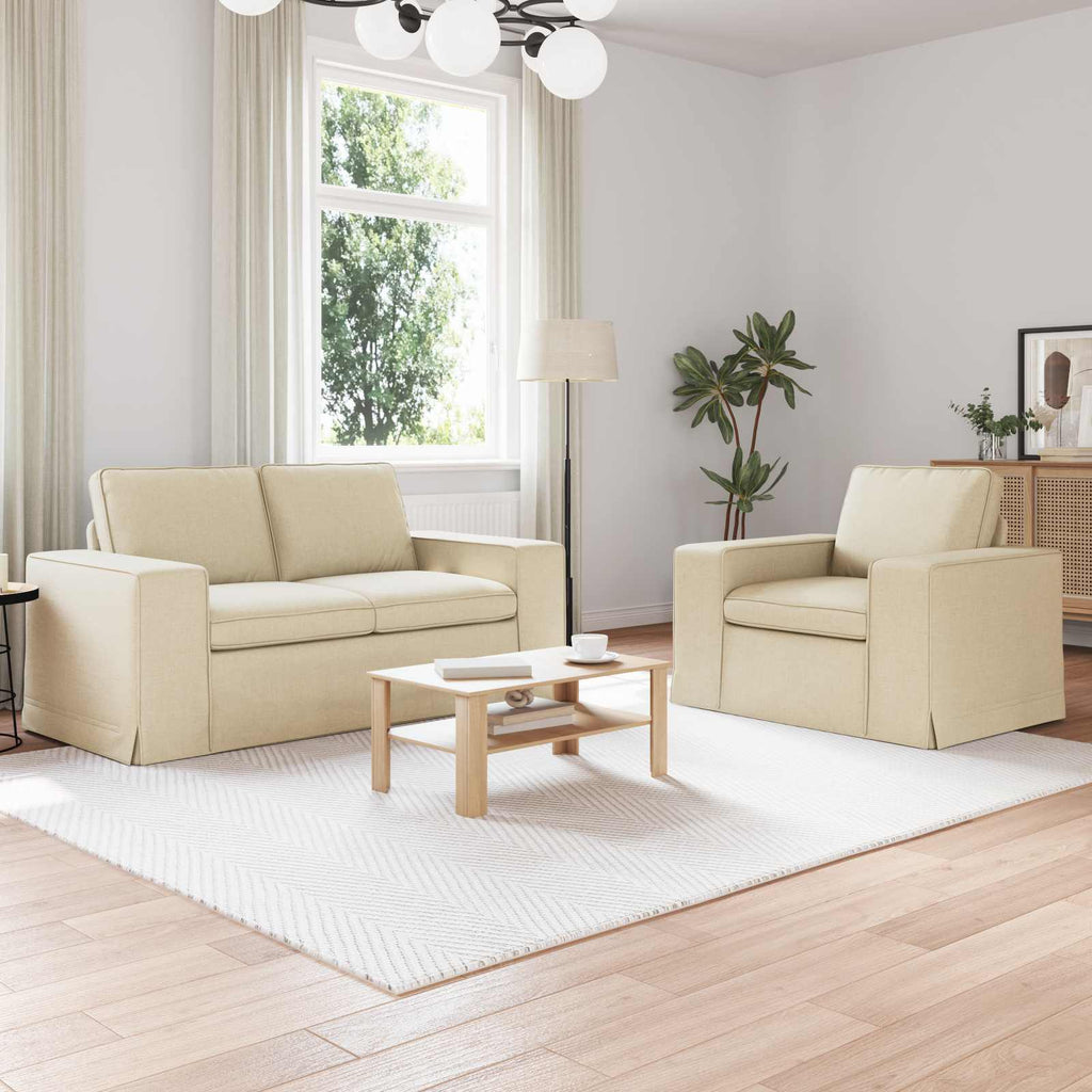 Sofa Set 2 pcs Creme 162 x 80 x 82 cm Stoff