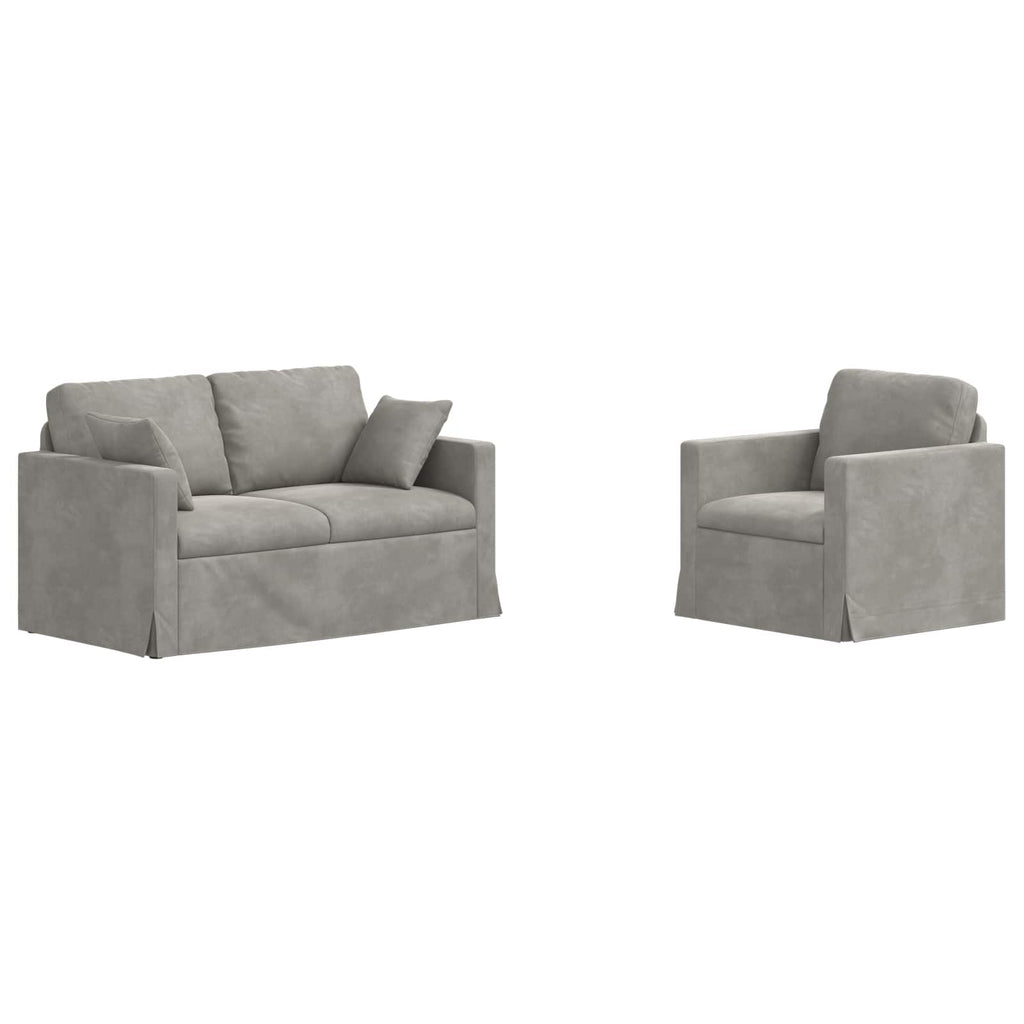 Sofa Set 2 pcs Hellgrau 138 x 78 x 80 cm Samt