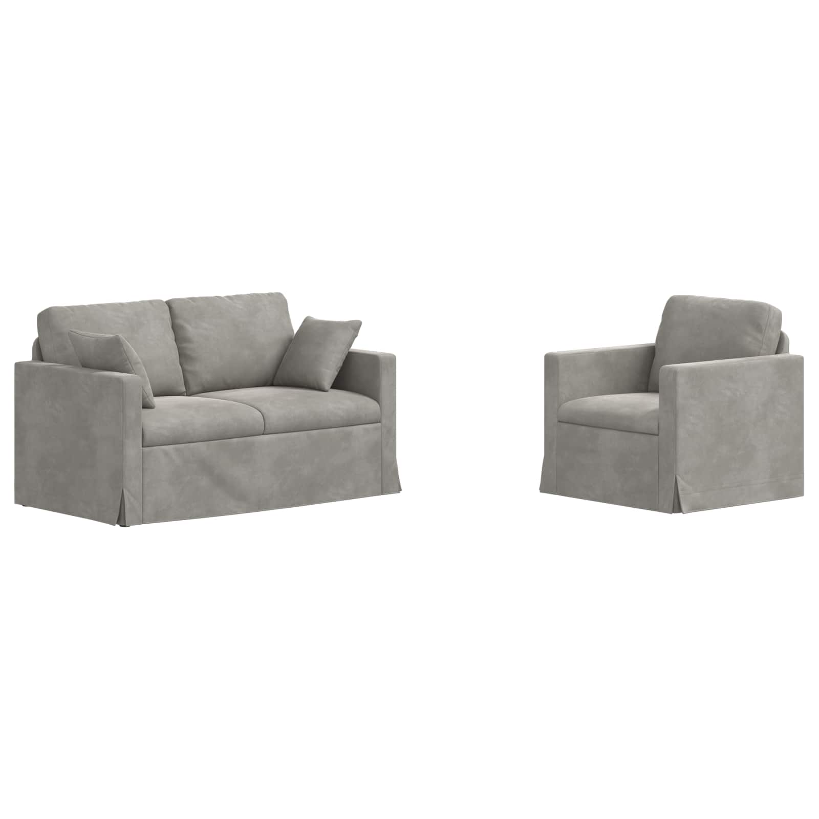 Sofa Set 2 pcs Hellgrau 138 x 78 x 80 cm Samt