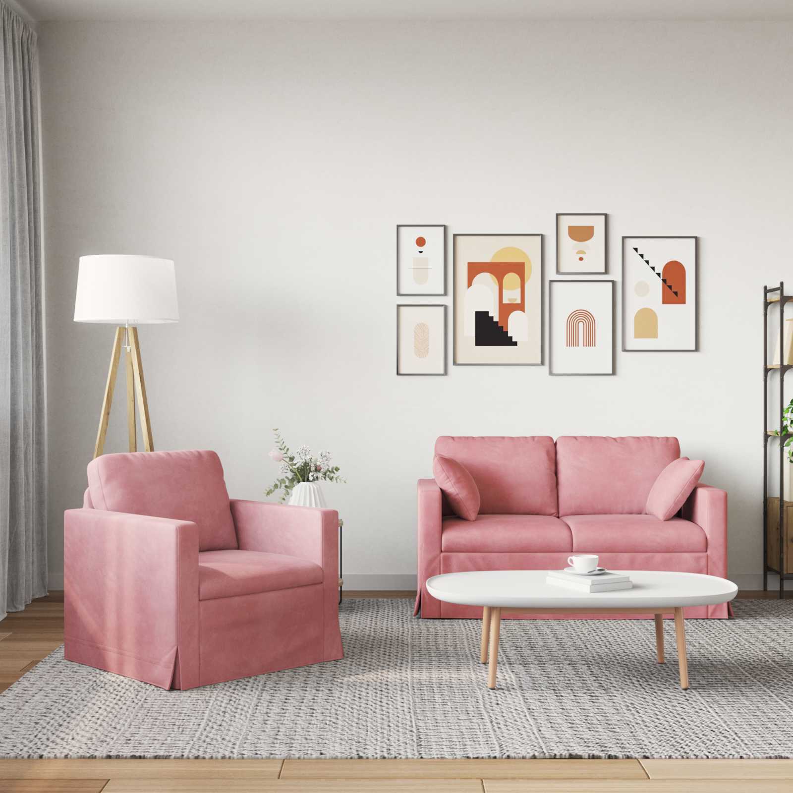 Sofa Set 2 pcs Rosa 138 x 78 x 80 cm Samt