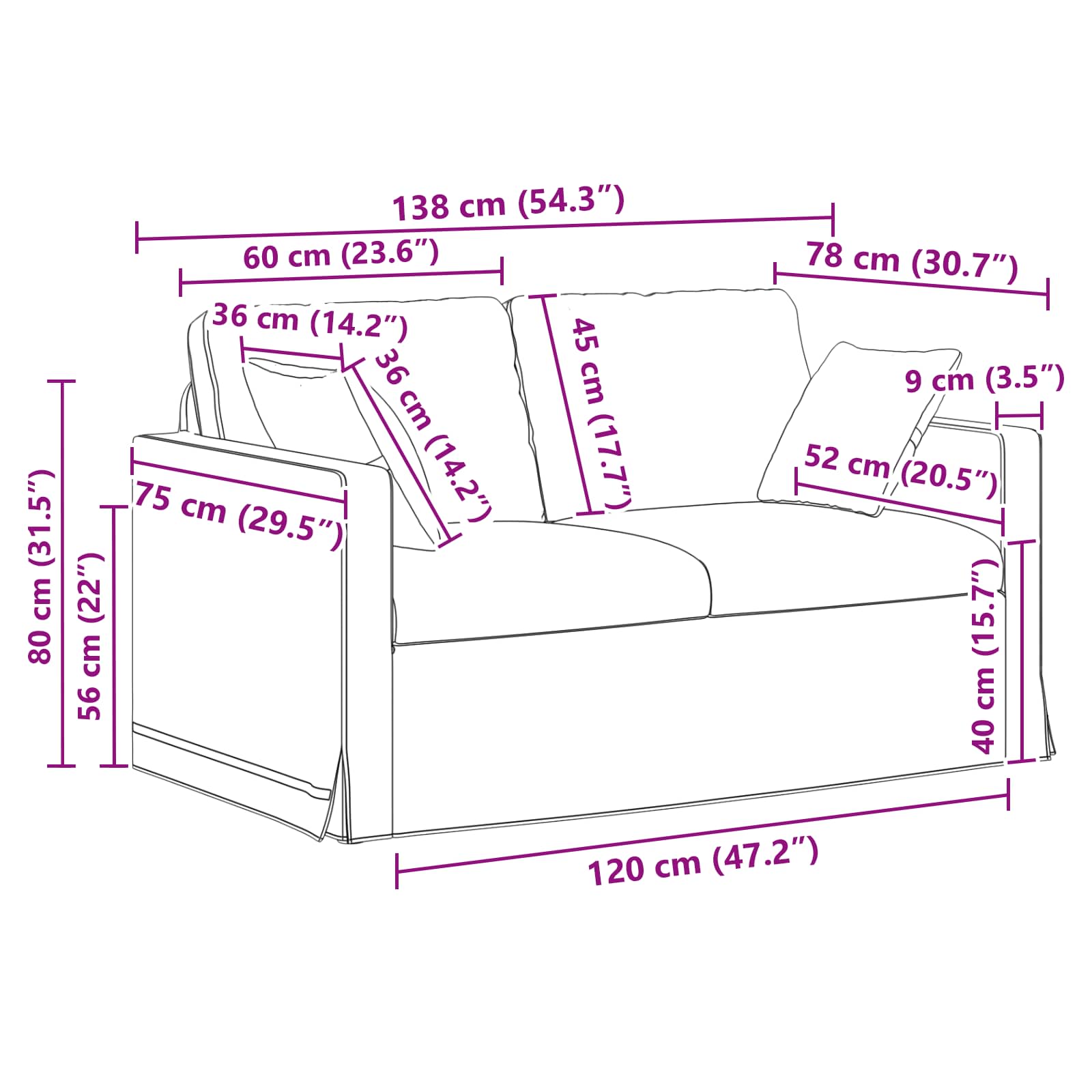 Sofa Set 2 pcs Weinrot 138 x 78 x 80 cm Samt