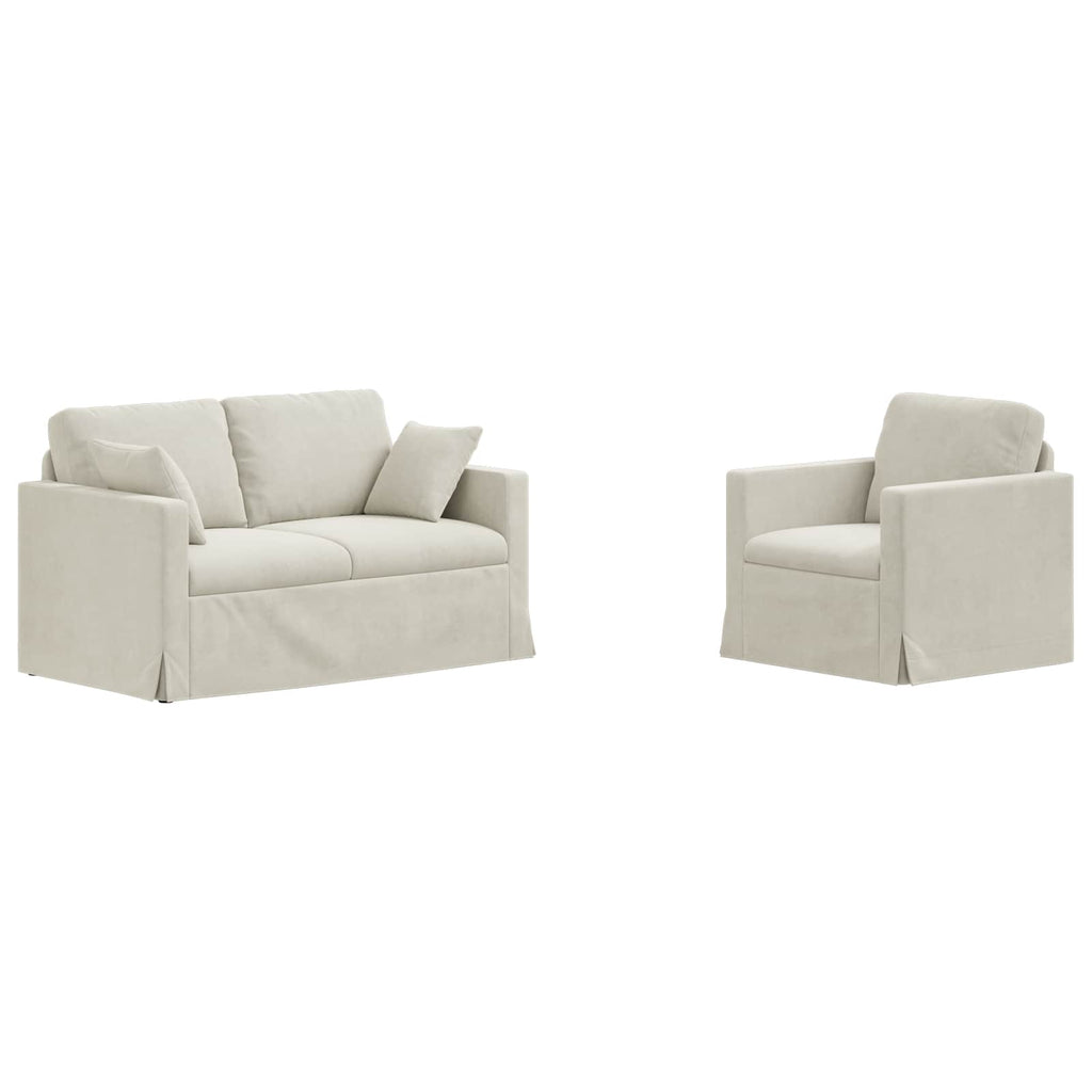Sofa Set 2 pcs Creme 138 x 78 x 80 cm Samt