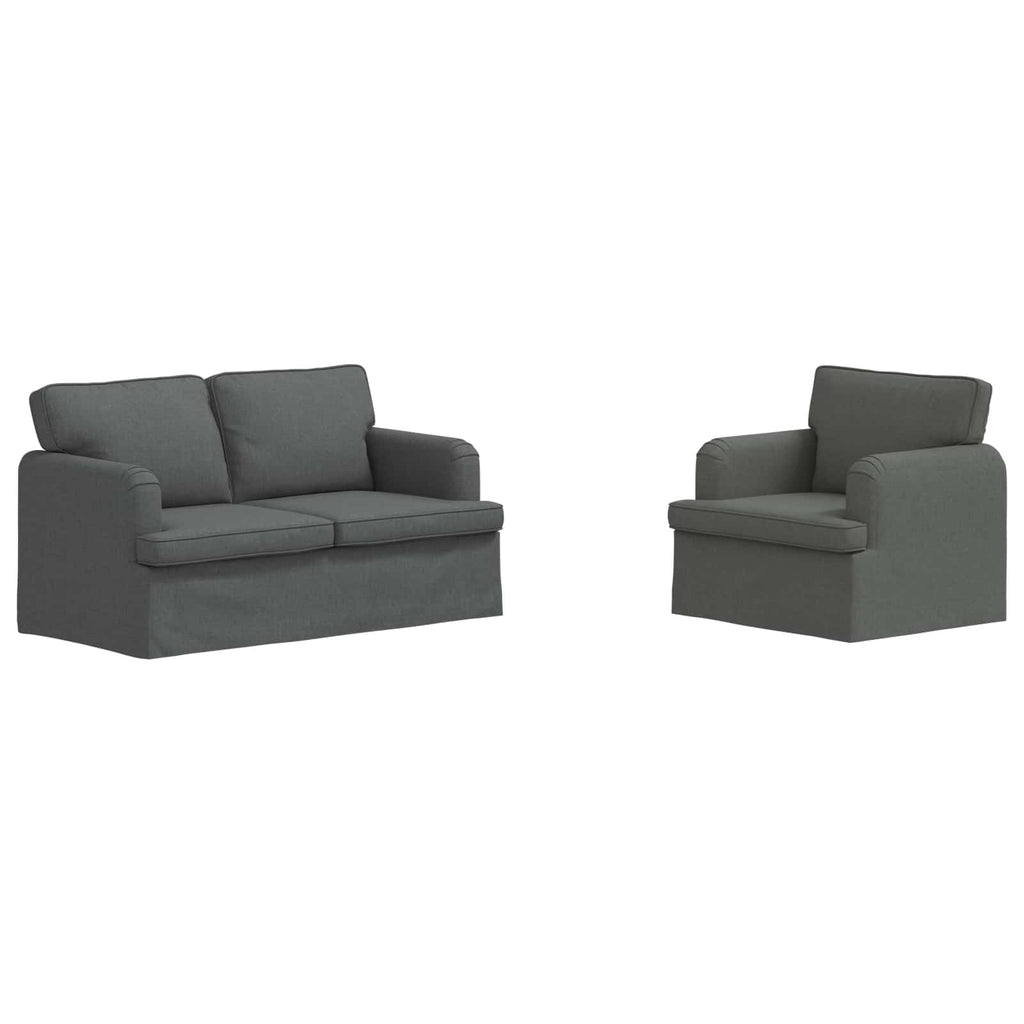 Sofa Set 2 pcs Dunkelgrau 144 x 80 x 85 cm Stoff