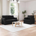 Sofa Set 2 pcs Schwarz 144 x 80 x 85 cm Stoff