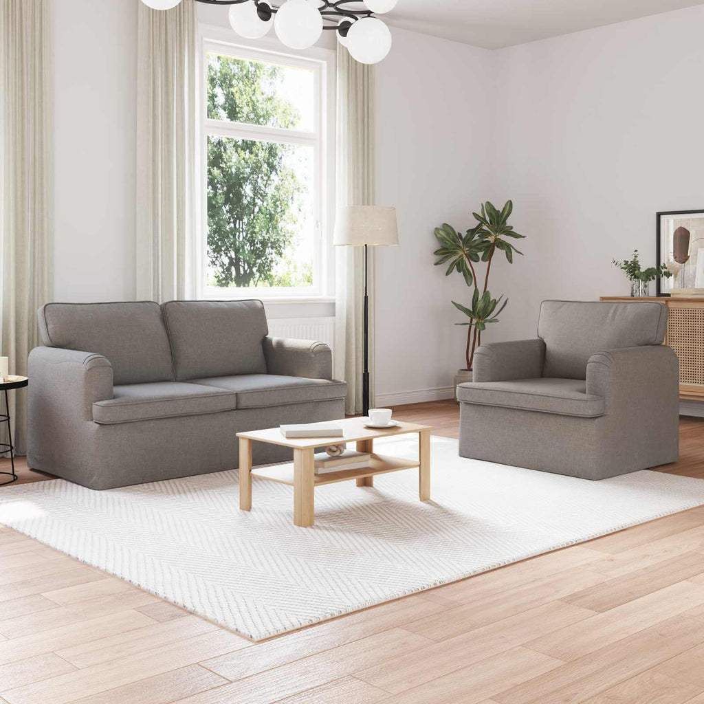 Sofa Set 2 pcs Taupe 144 x 80 x 85 cm Stoff