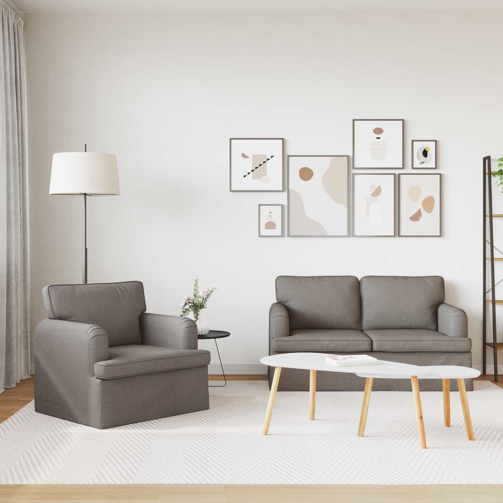 Sofa Set 2 pcs Taupe 144 x 80 x 85 cm Stoff