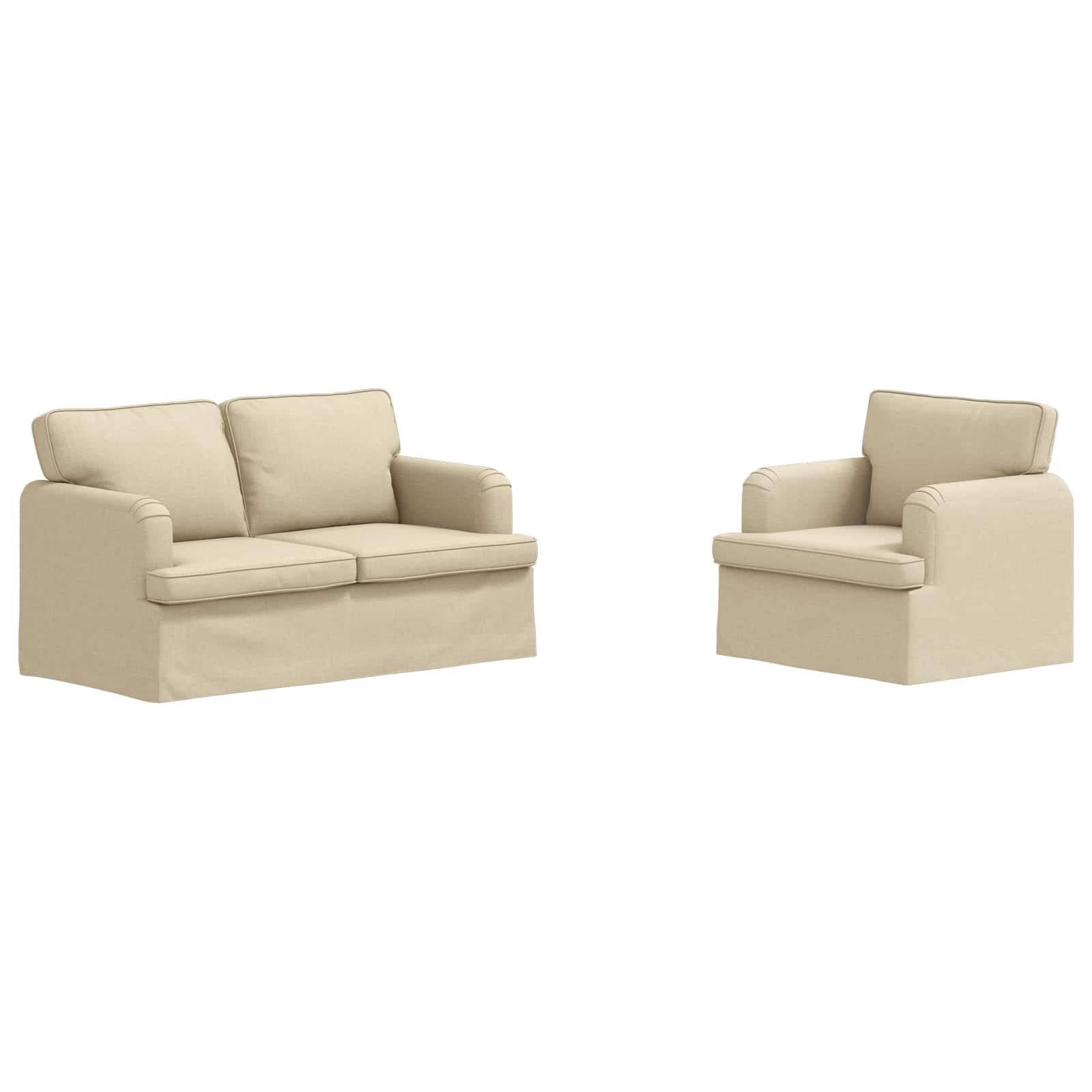 Sofa Set 2 pcs Creme 144 x 80 x 85 cm Stoff