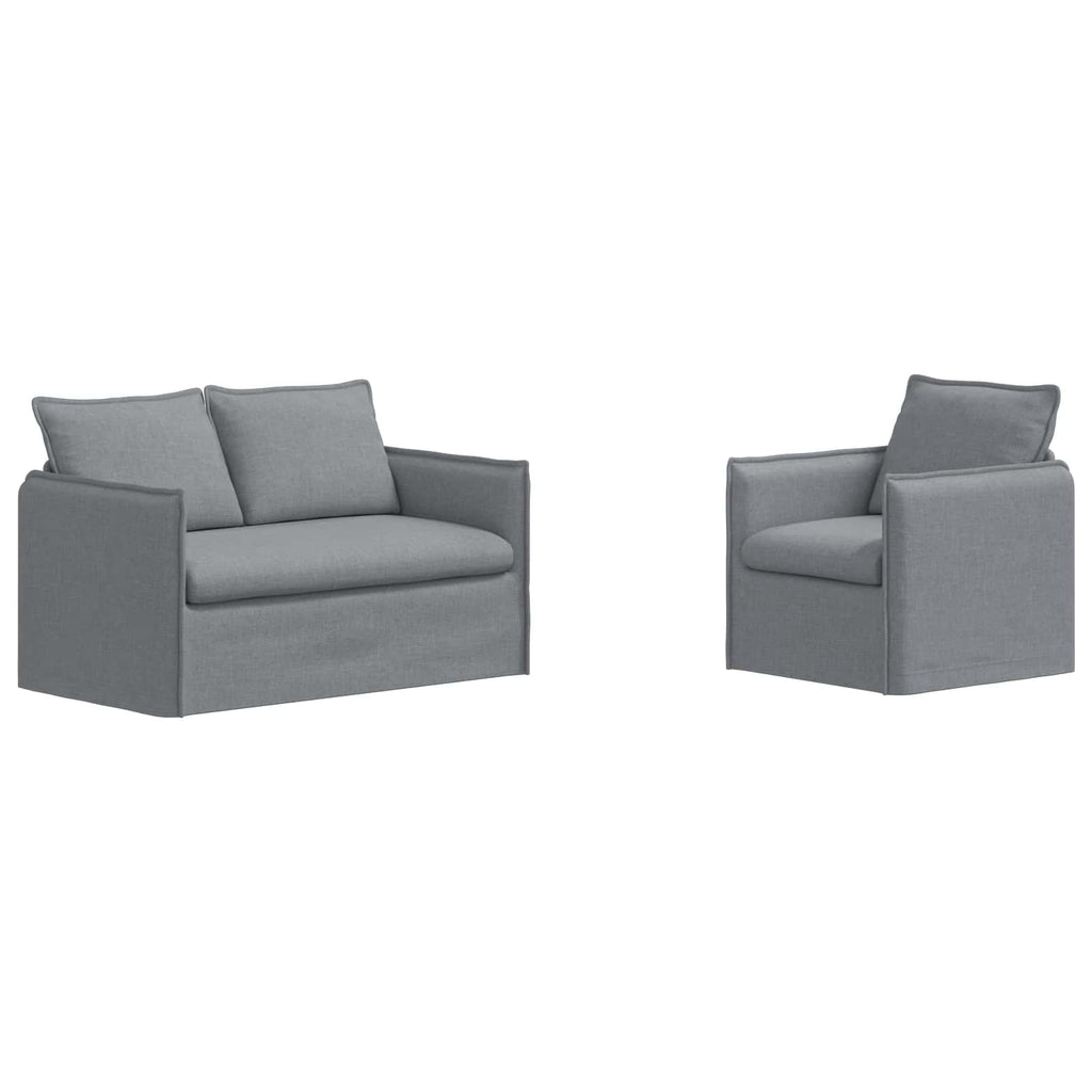 Sofa Set 2 pcs Hellgrau 136 x 82 x 85 cm Stoff