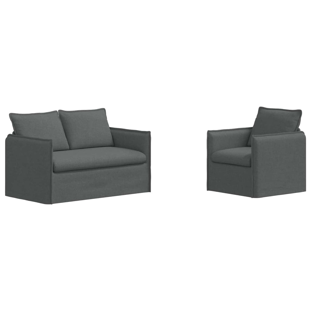 Sofa Set 2 pcs Dunkelgrau 136 x 82 x 85 cm Stoff