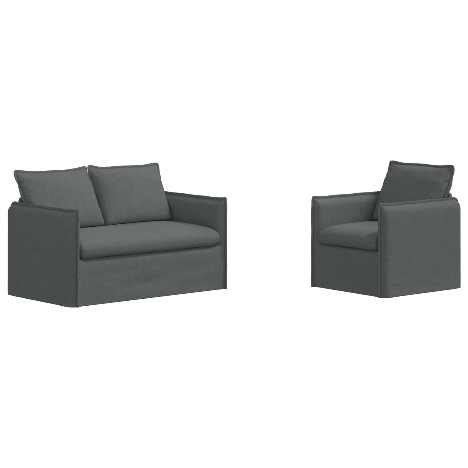 Sofa Set 2 pcs Dunkelgrau 136 x 82 x 85 cm Stoff