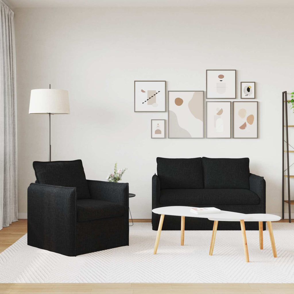 Sofa Set 2 pcs Schwarz 136 x 82 x 85 cm Stoff