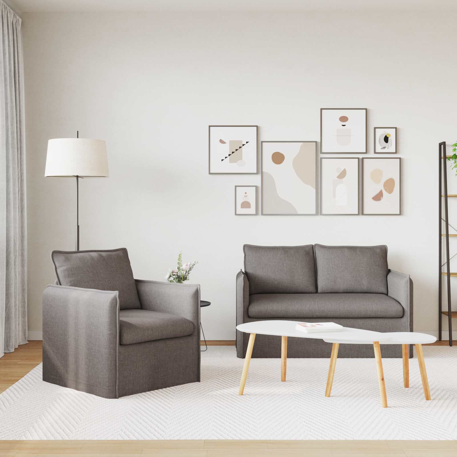 Sofa Set 2 pcs Taupe 136 x 82 x 85 cm Stoff