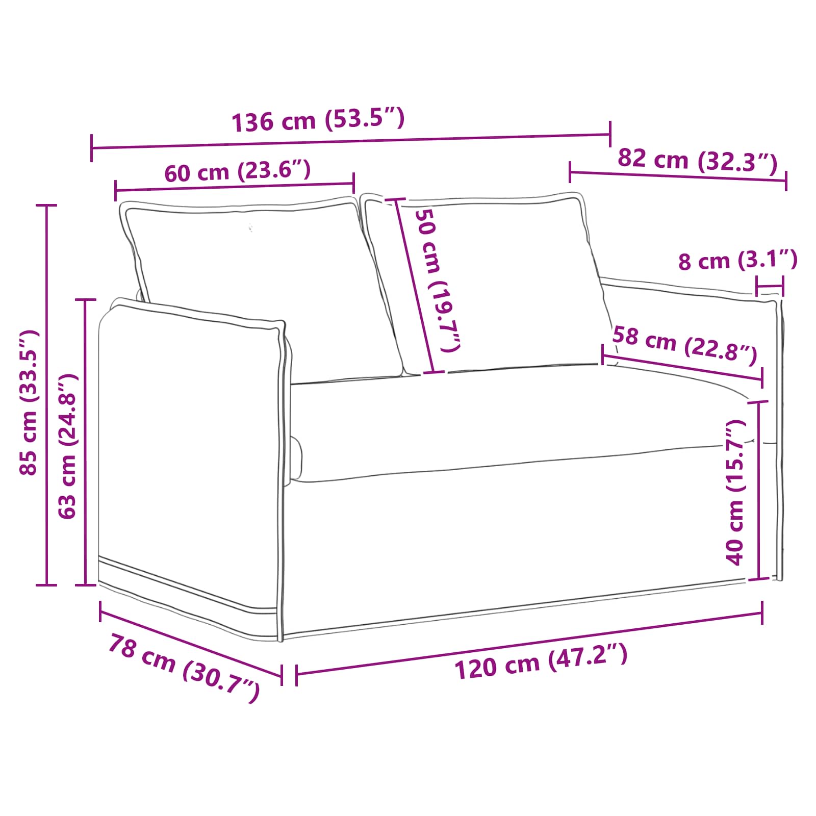 Sofa Set 2 pcs Taupe 136 x 82 x 85 cm Stoff