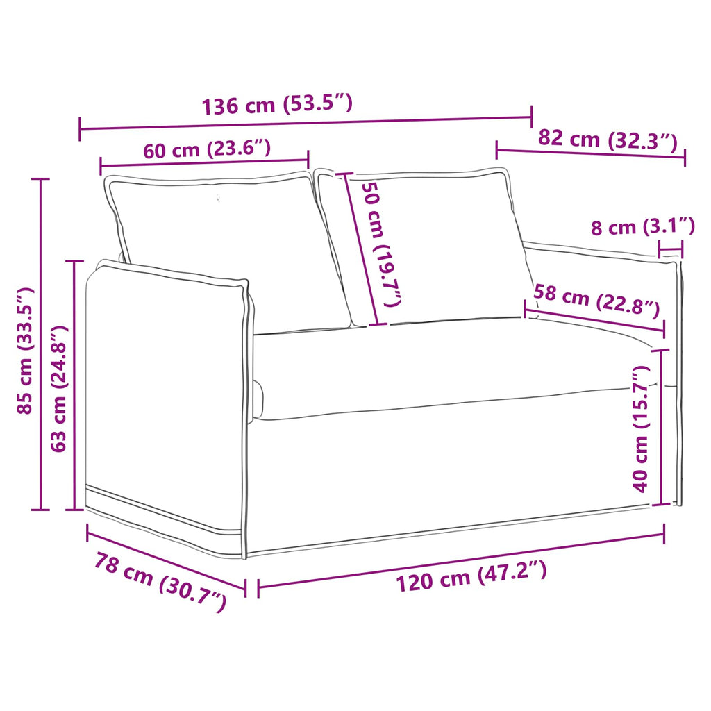 Sofa Set 2 pcs Creme 136 x 82 x 85 cm Stoff