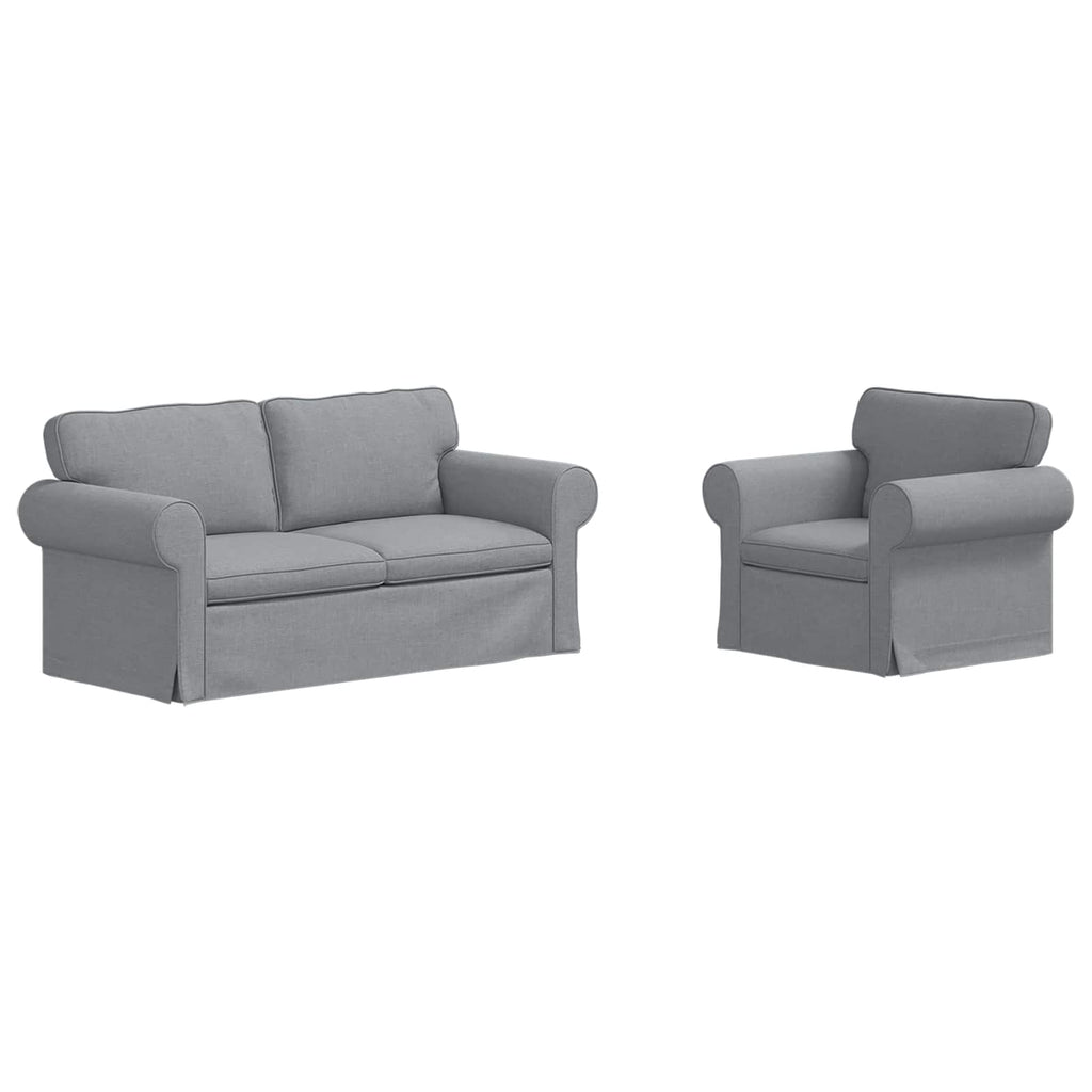 Sofa Set 2 pcs Hellgrau 175 x 82 x 80 cm Stoff