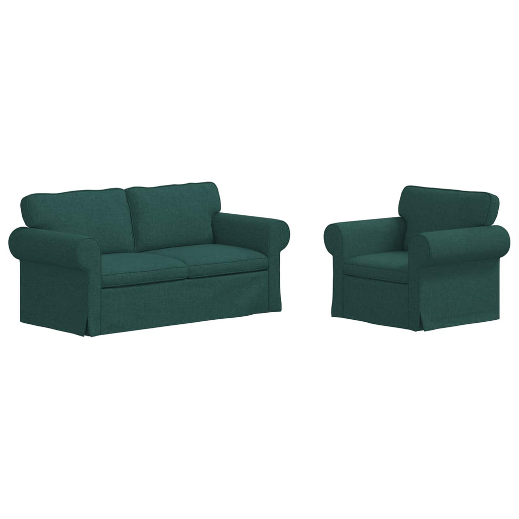 Sofa Set 2 pcs Dunkelgrün 175 x 82 x 80 cm Stoff