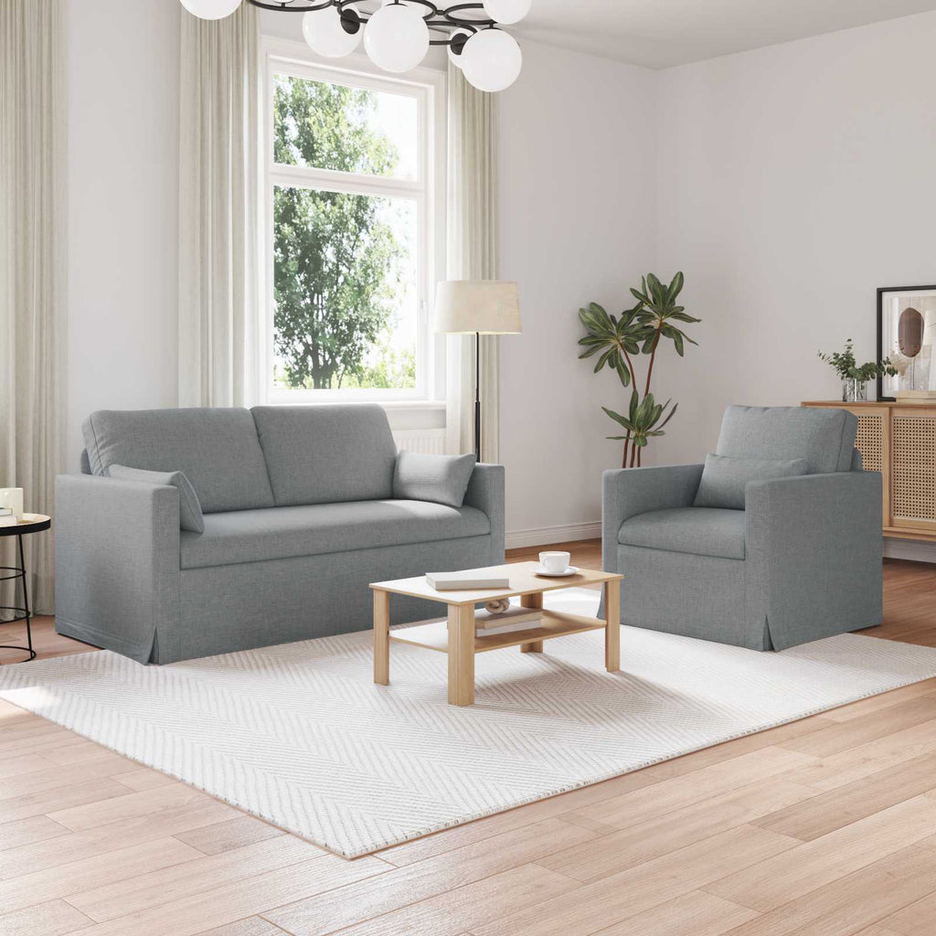 Sofa Set 2 pcs Hellgrau 158 x 78 x 80 cm Stoff