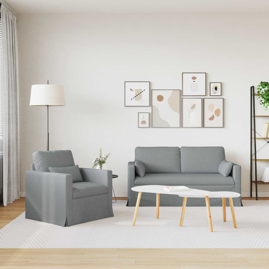 Sofa Set 2 pcs Hellgrau 158 x 78 x 80 cm Stoff