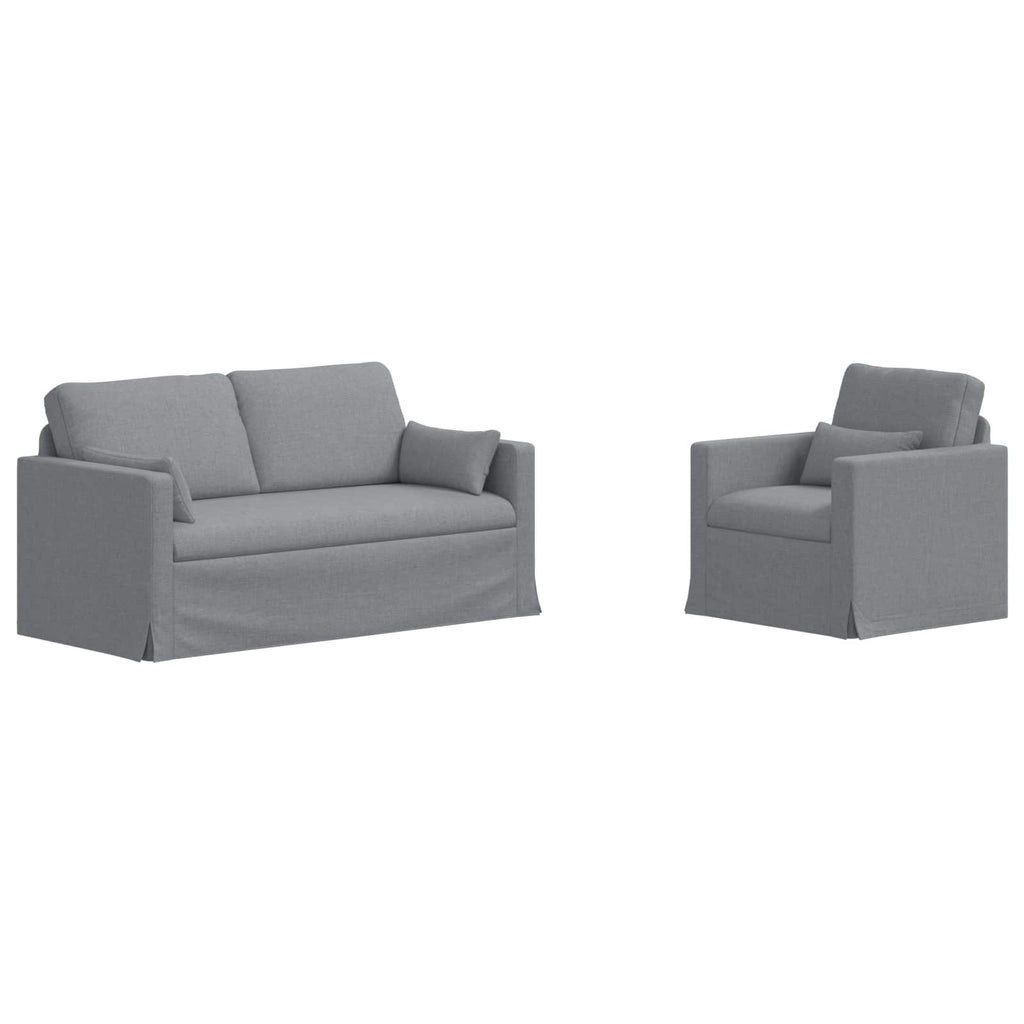 Sofa Set 2 pcs Hellgrau 158 x 78 x 80 cm Stoff