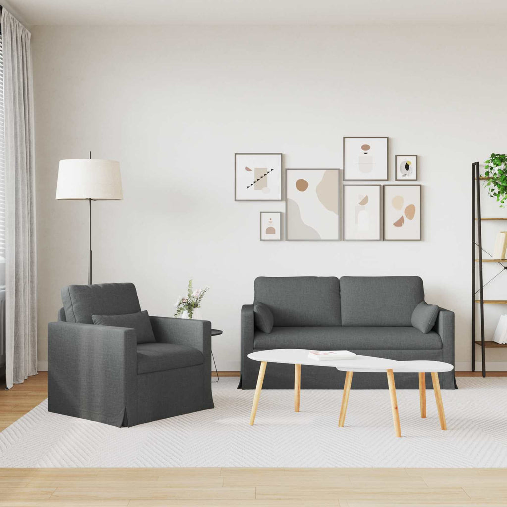 Sofa Set 2 pcs Dunkelgrau 158 x 78 x 80 cm Stoff