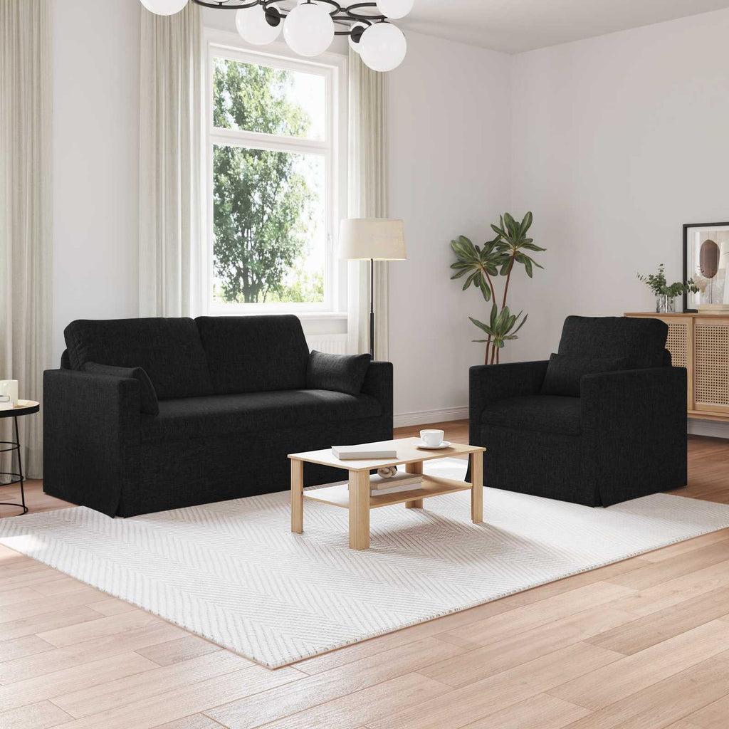 Sofa Set 2 pcs Schwarz 158 x 78 x 80 cm Stoff