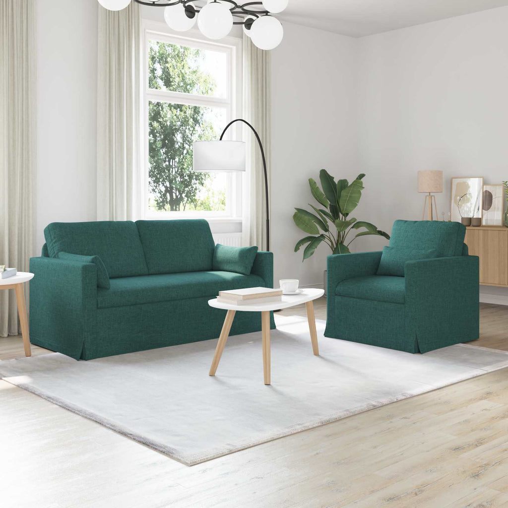 Sofa Set 2 pcs Dunkelgrün 158 x 78 x 80 cm Stoff