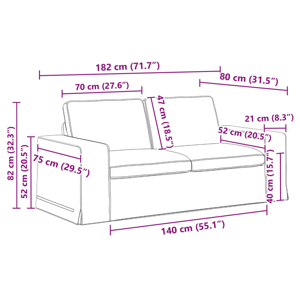 Sofa Set 2 pcs Dunkelgrau 182 x 80 x 82 cm Stoff