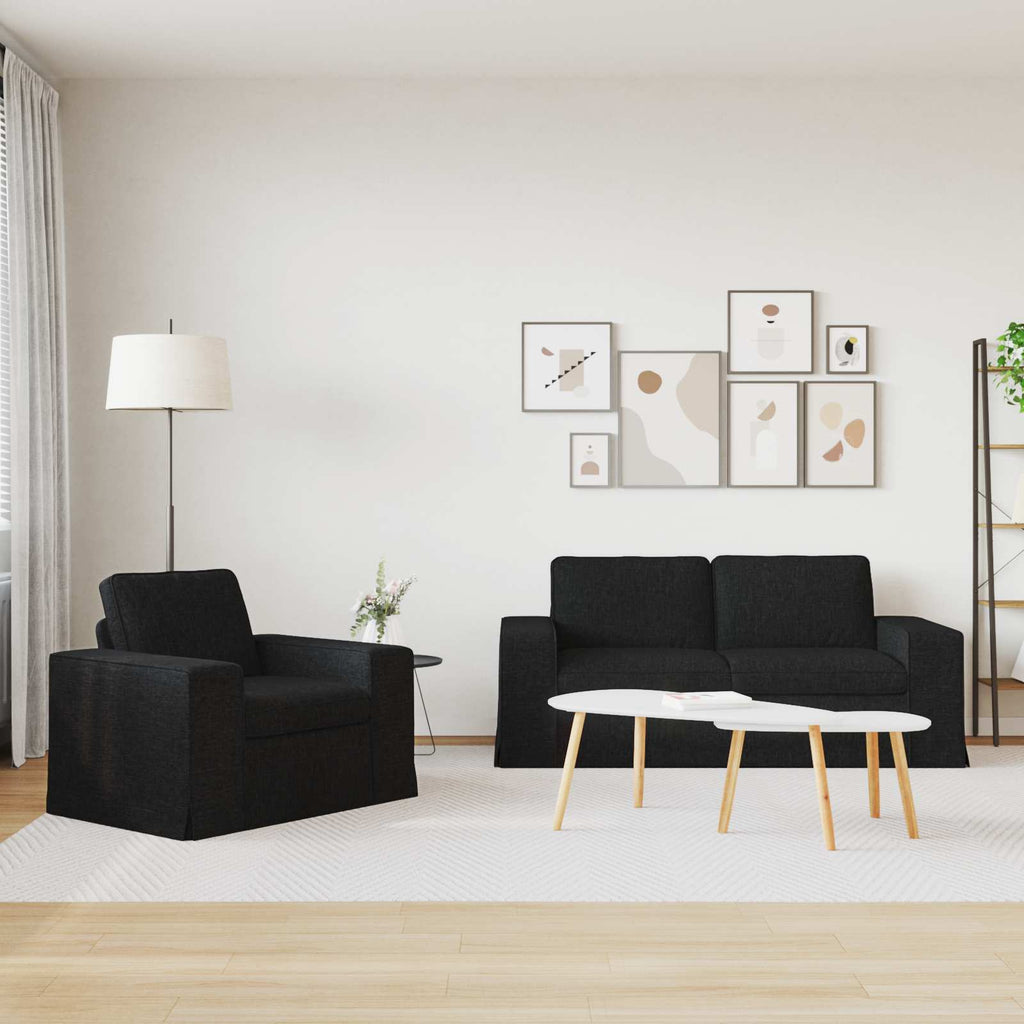 Sofa Set 2 pcs Schwarz 182 x 80 x 82 cm Stoff