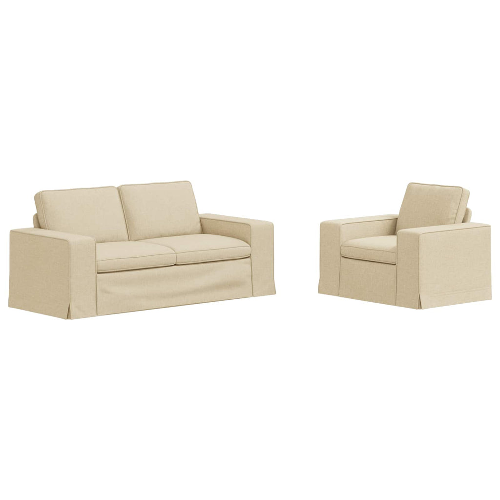 Sofa Set 2 pcs Creme 182 x 80 x 82 cm Stoff