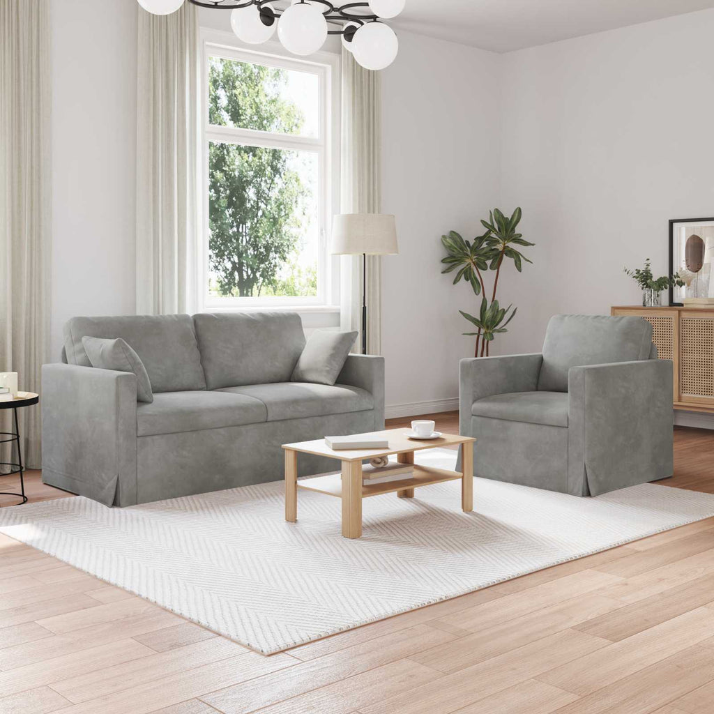Sofa Set 2 pcs Hellgrau 158 x 78 x 80 cm Samt