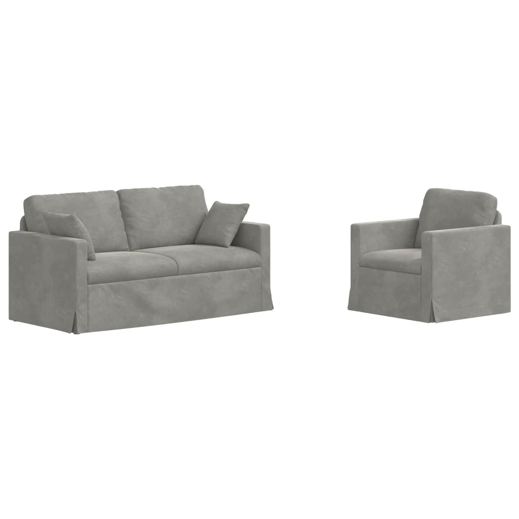 Sofa Set 2 pcs Hellgrau 158 x 78 x 80 cm Samt