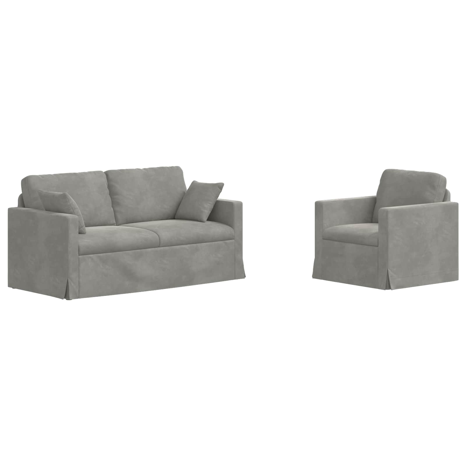 Sofa Set 2 pcs Hellgrau 158 x 78 x 80 cm Samt