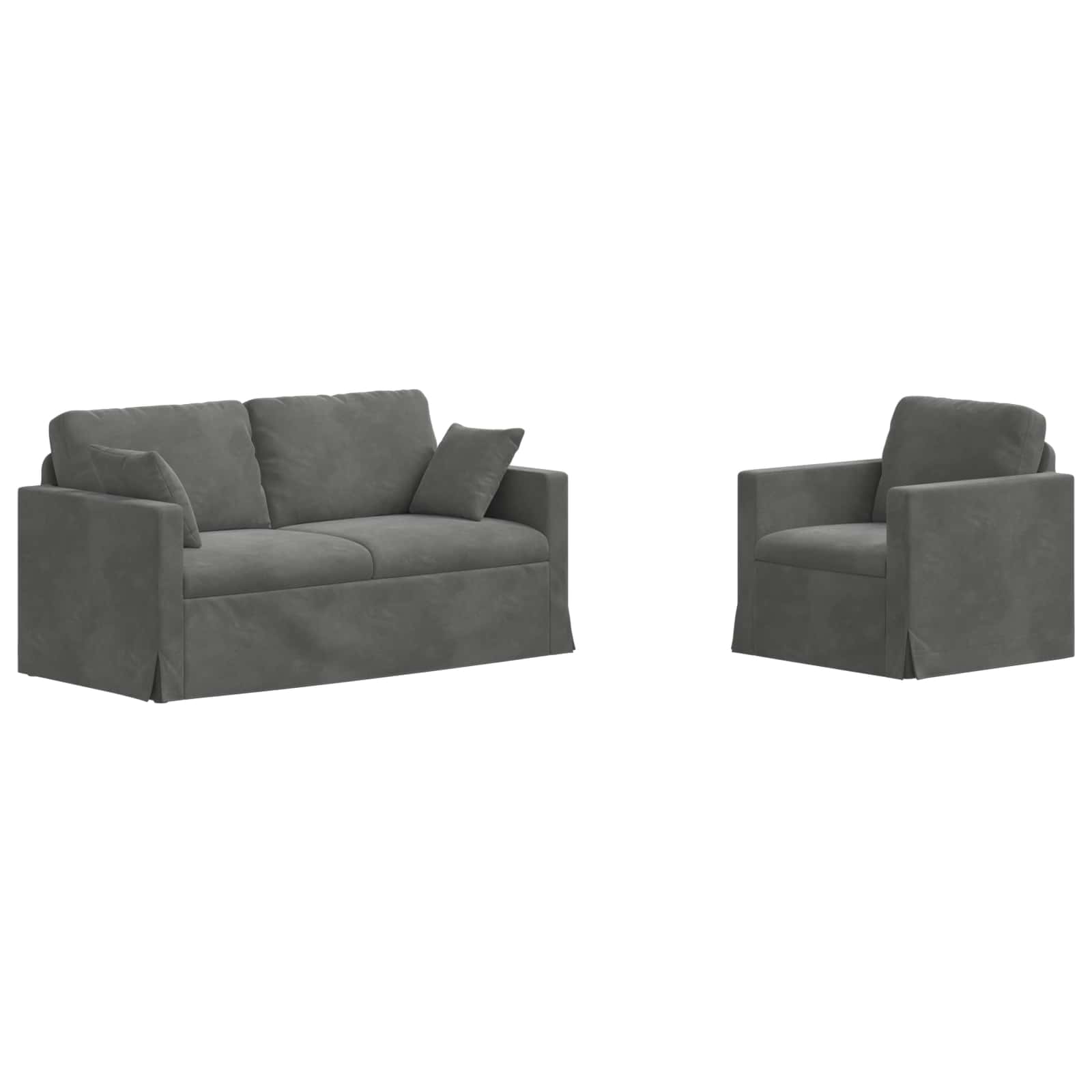 Sofa Set 2 pcs Dunkelgrau 158 x 78 x 80 cm Samt