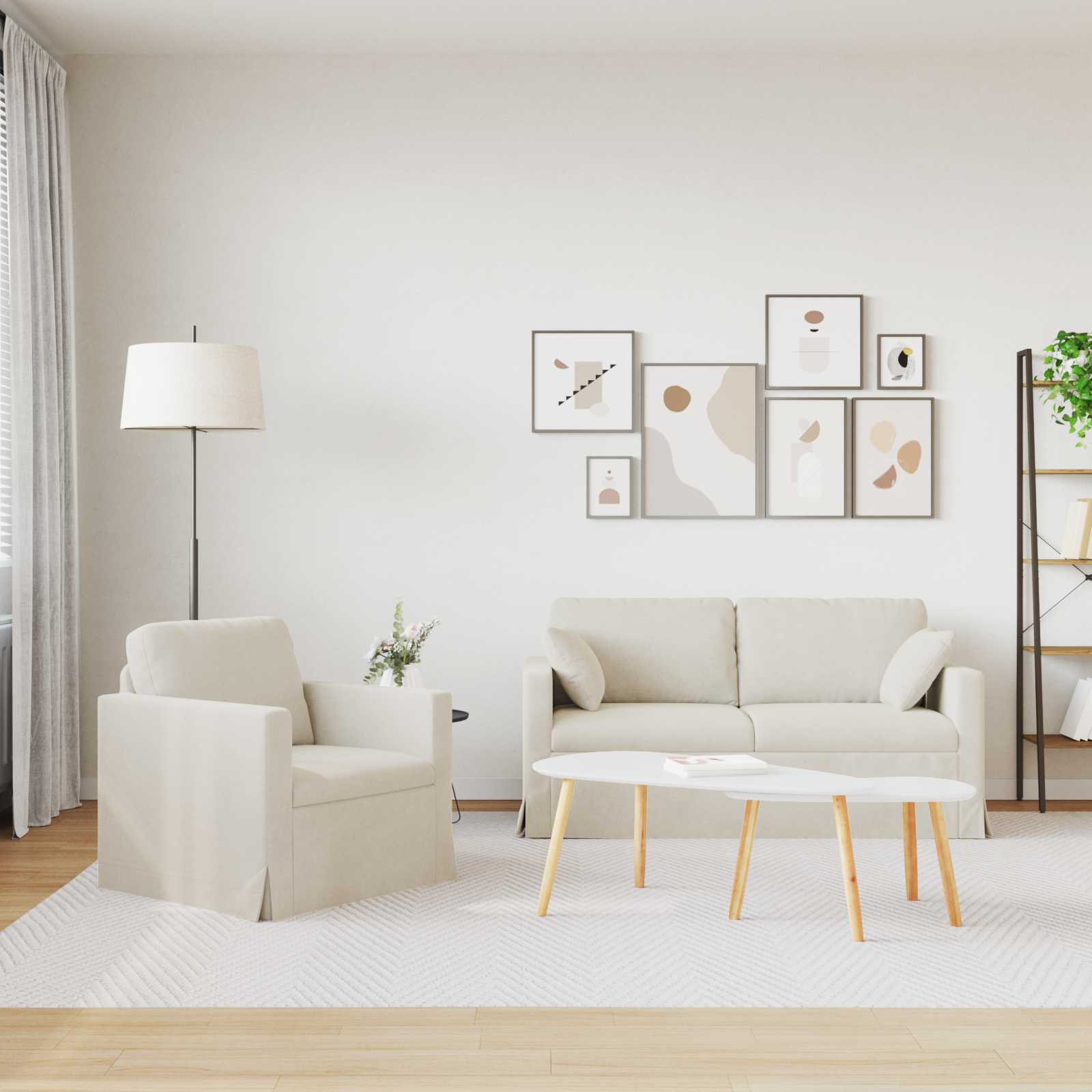 Sofa Set 2 pcs Creme 158 x 78 x 80 cm Samt