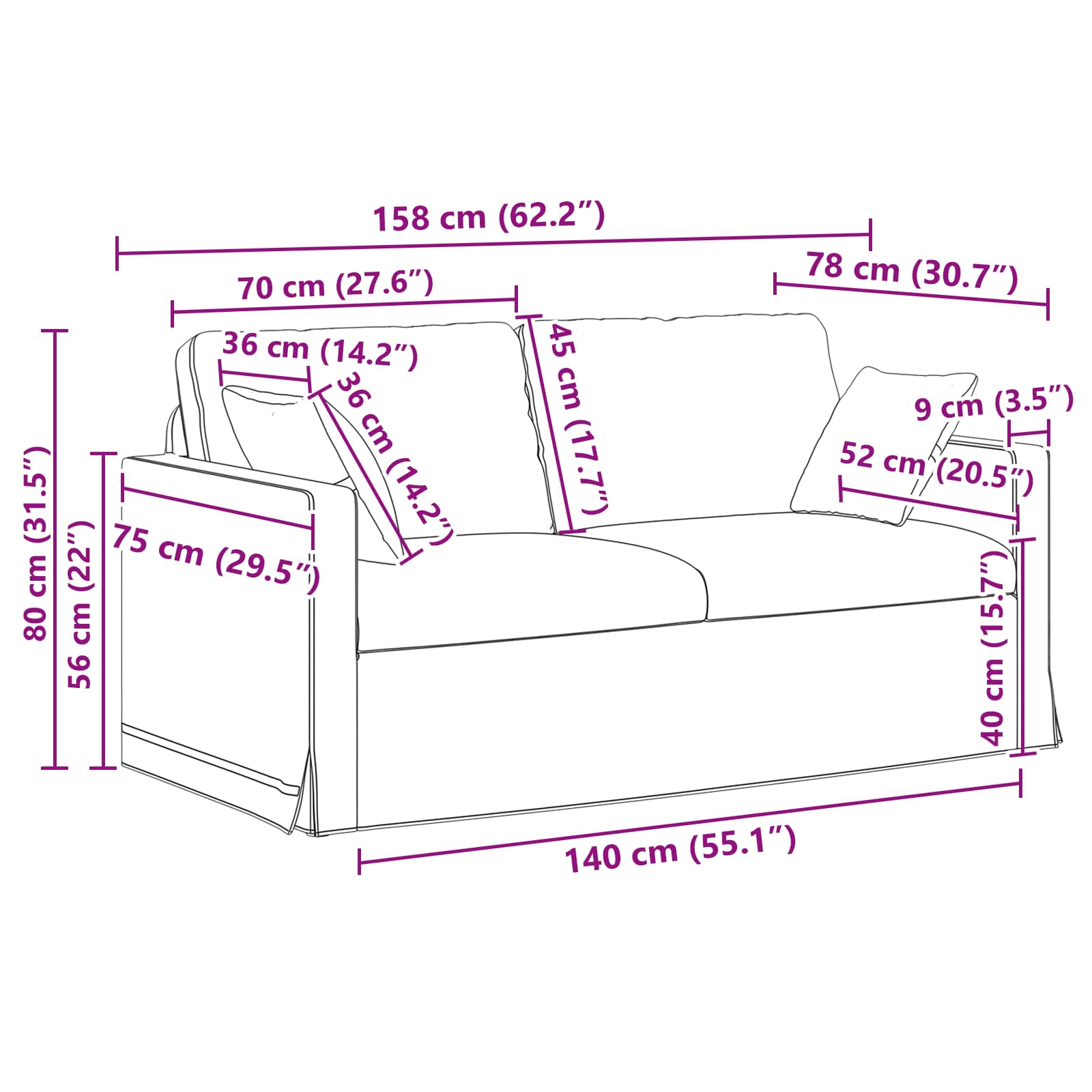 Sofa Set 2 pcs Creme 158 x 78 x 80 cm Samt