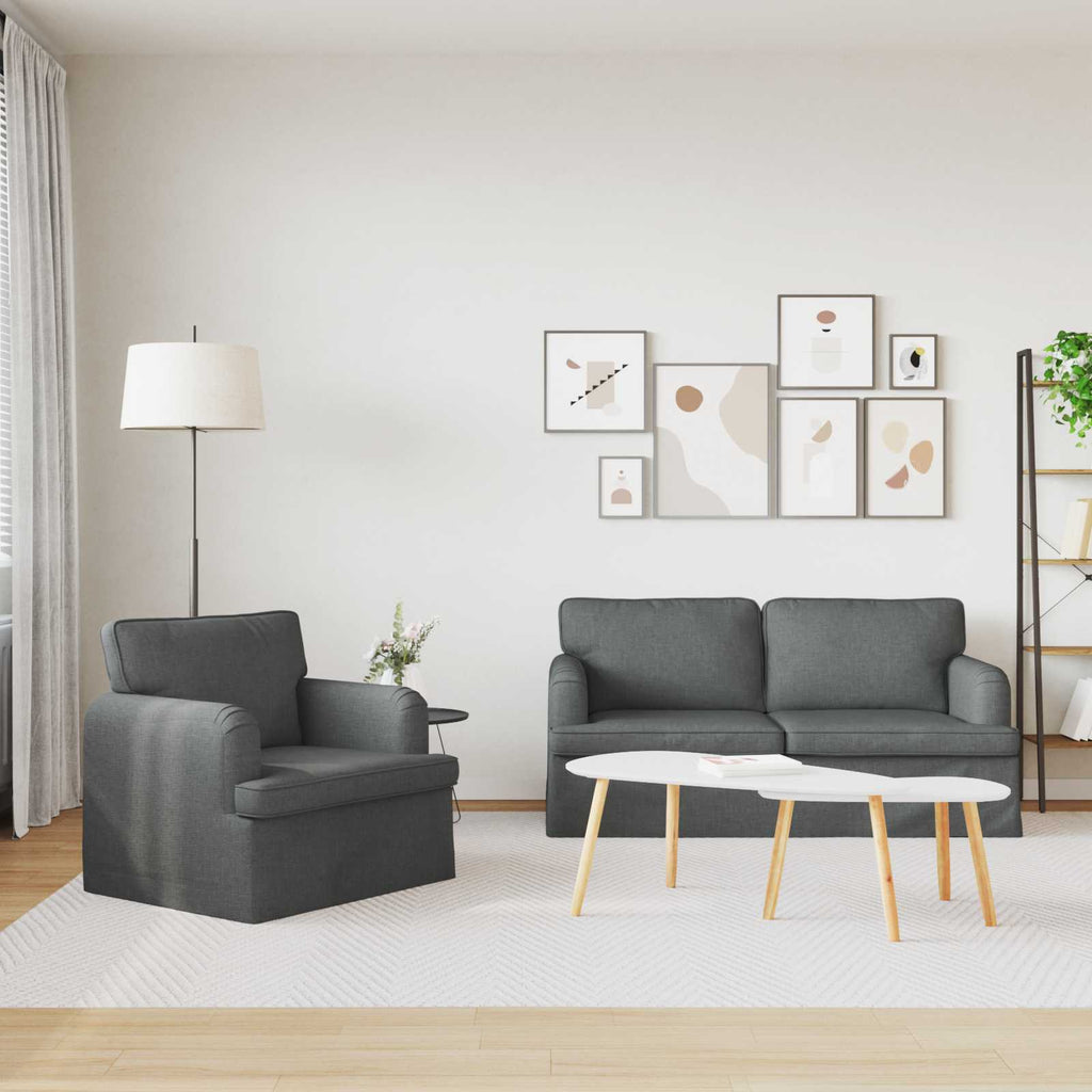 Sofa Set 2 pcs Dunkelgrau 162 x 80 x 85 cm Stoff