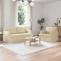 Sofa Set 2 pcs Creme 162 x 80 x 85 cm Stoff