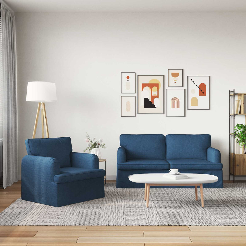 Sofa Set 2 pcs Blau 162 x 80 x 85 cm Stoff