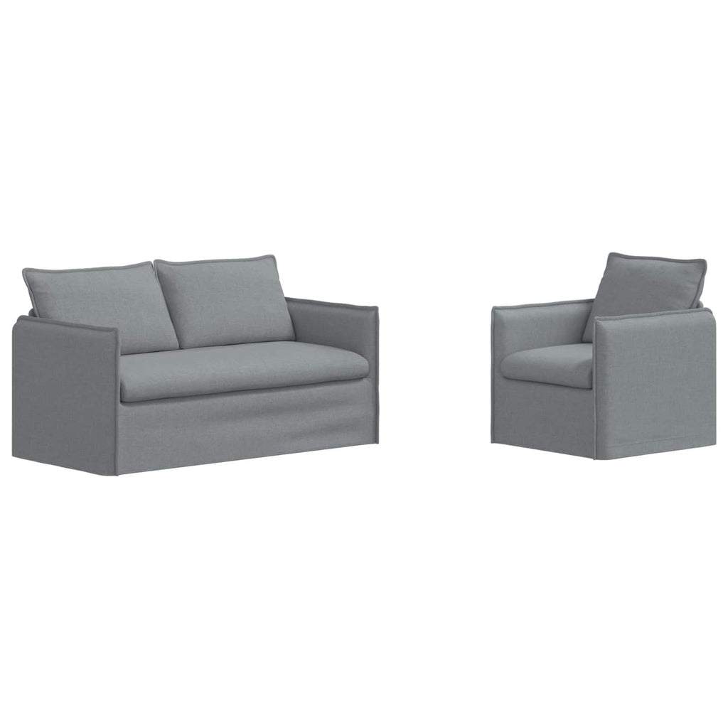 Sofa Set 2 pcs Hellgrau 156 x 82 x 85 cm Stoff