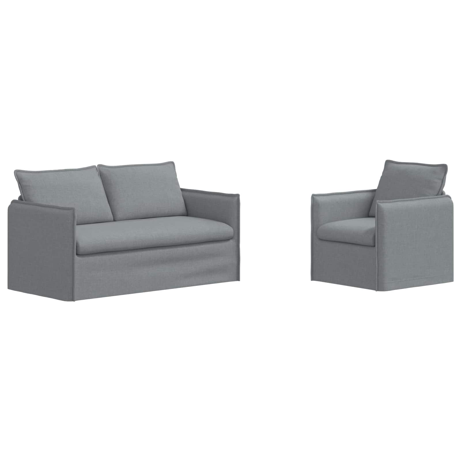 Sofa Set 2 pcs Hellgrau 156 x 82 x 85 cm Stoff